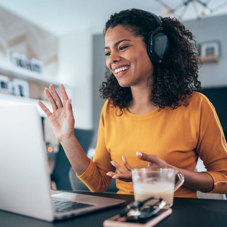 Woman having Video Conference at home