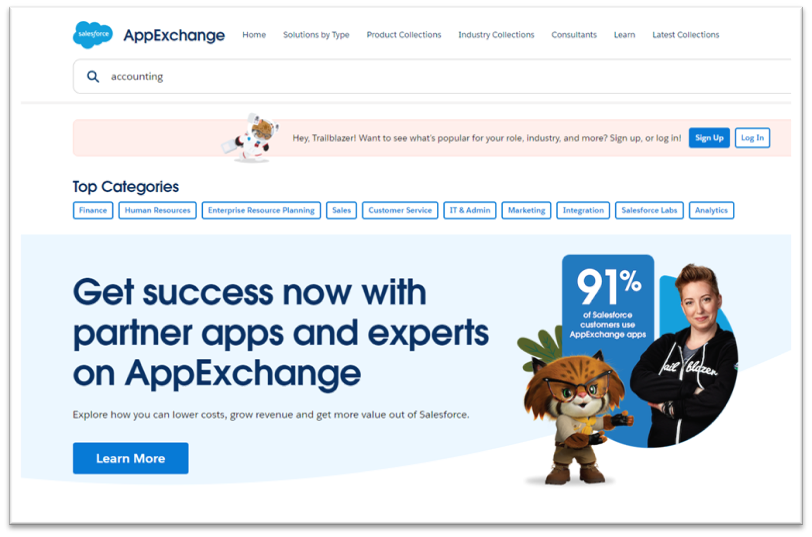 Image of Salesforce App Exchange Information webpage.